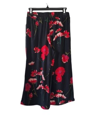 Aritzia Wilfred Faun Wide Leg Cropped Pants Women’s Small Black Floral Poppy
